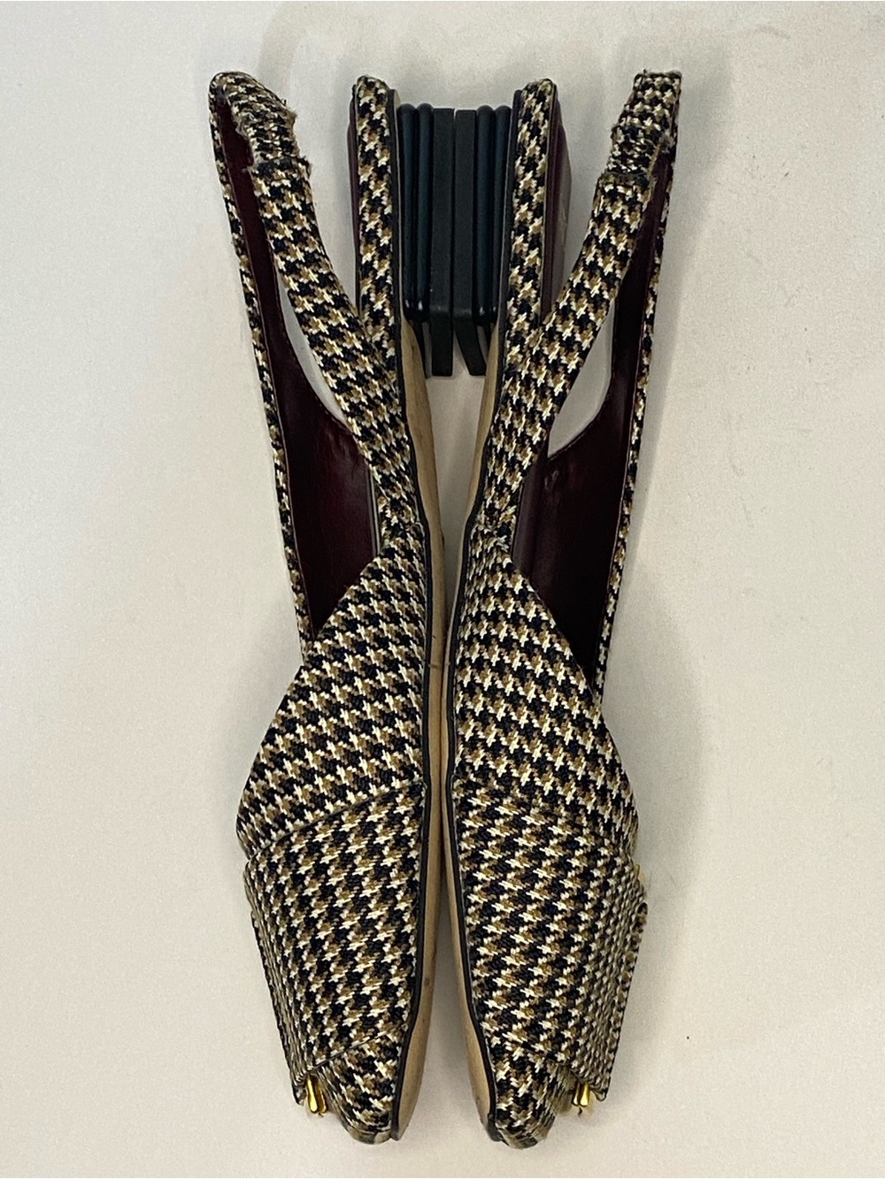 SARTO by Franco Sarto Houndstooth Tweed Slingback Flats Gold Buckle Size 8 - Picture 9 of 16